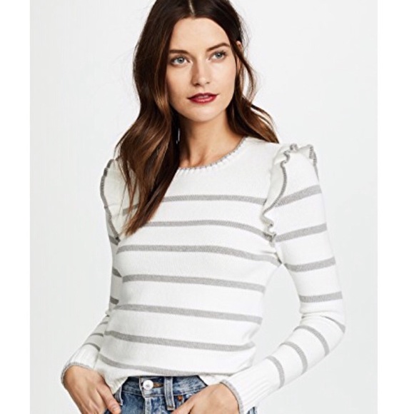 cupcakes & cashmere Sweaters - Cupcakes & Cashmere Ruffle Shoulder Stripe Sweater